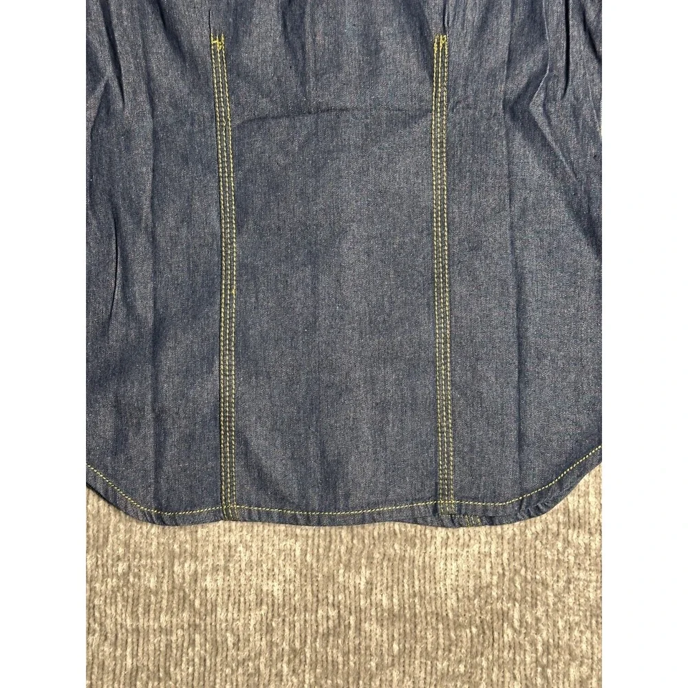 True Religion Shirt Mens M Blue Western Denim Pearl Snap 3 Needle .Made in USA